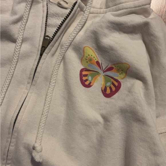 Kids White Hoodie with Butterfly Design - Picture 2 of 4